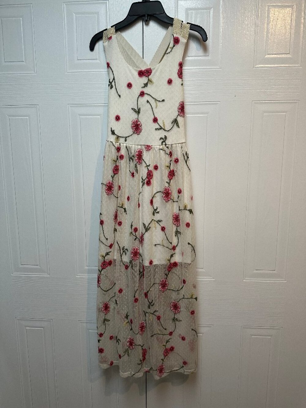 Mesh floral embroidered maxi dress, girls size 12